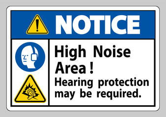 Notice Sign High Noise Area Hearing Protection May Be Required