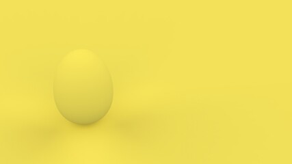 Yellow Eastern egg on yellow background. Spring holiday concept. 3D rendering