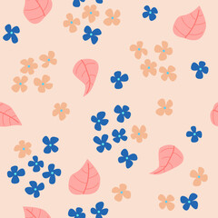 Lilac flowers and leaves seamless pattern design