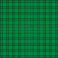 Fototapeta premium St. Patricks day tartan plaid. Scottish pattern in green and dark green cage. Scottish cage. Traditional Scottish checkered background. Seamless fabric texture. Vector illustration