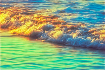 Close-up of colorful incoming whitewater wave