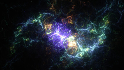 Fototapeta premium Abstract background, smooth multicolored lines on a black background.