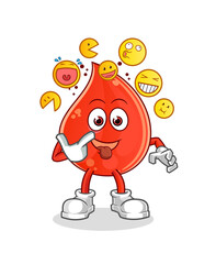 blood drop laugh and mock character. cartoon mascot vector