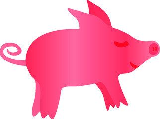 Hand drawn cartoon sketch of cute funny pig character. 2019 chinese new year symbol. Vector illustration pink colorful isolated on white background