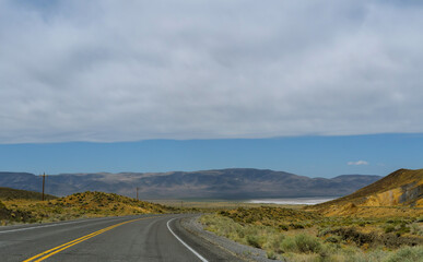 Highway lone road through the scenic view canyon in New Mexico