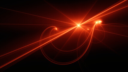 Abstract background, smooth multicolored lines on a black background.