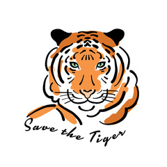 Fototapeta na wymiar Tiger art portrait for your design. Stylish poster.