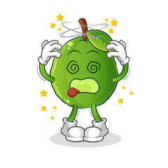 guava dizzy head mascot. cartoon vector