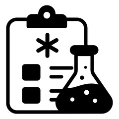 
Flask with briefcase denoting solid icon of laboratory portfolio 

