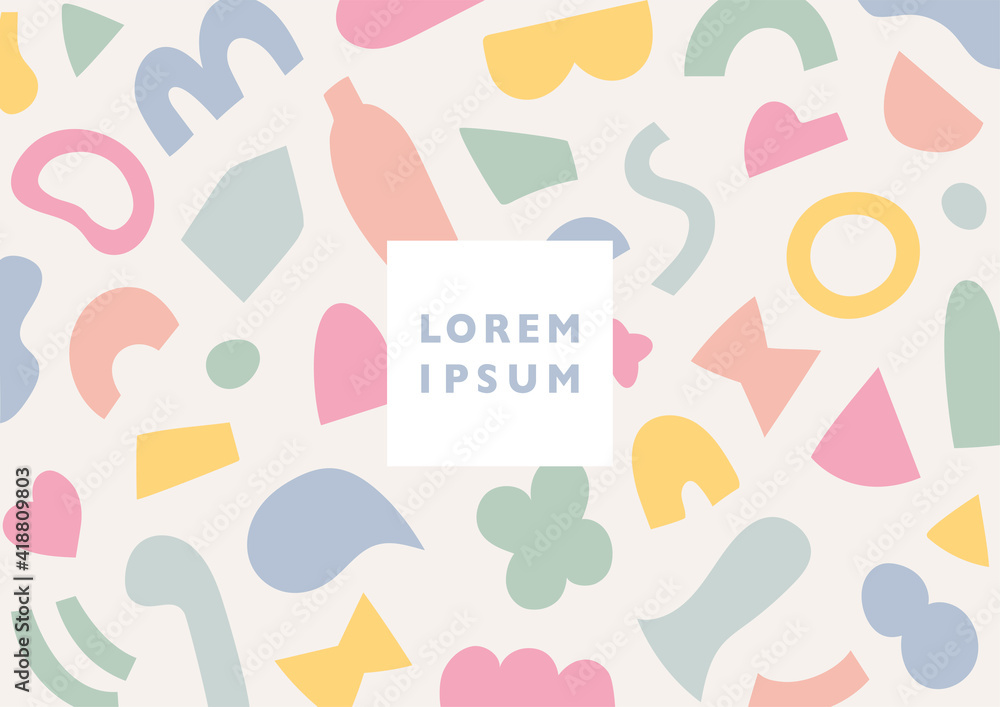 Poster cute and fluffy shape patterns in pastel colors. simple pattern design template.