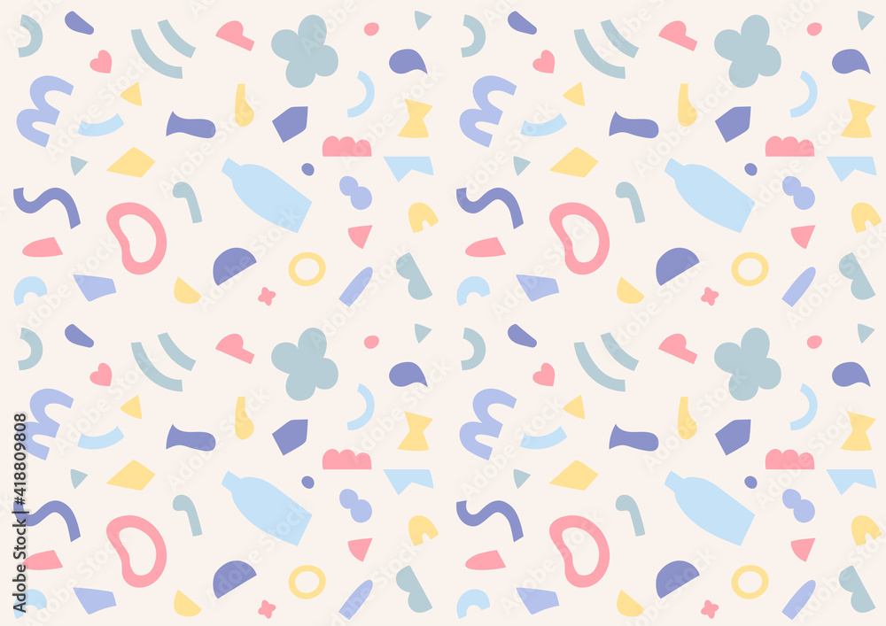 Poster a pattern in which cute and simple shapes are arranged in small pieces. simple pattern design templa