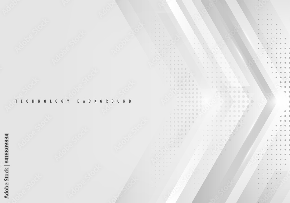 Poster abstract background white and gray arrow with halftone technology style
