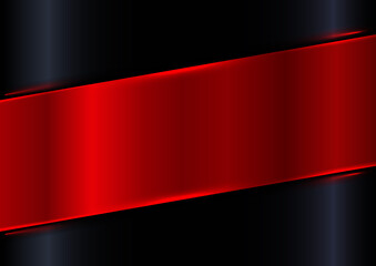 Abstract red shiny diagonal plate on black gradient glossy background with red laser lighting effect