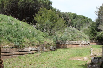 Circular tombs in the necropolis of Cerveteri, Italy