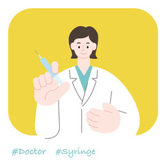 職業イラスト／Doctor／注射器をもつ女性ドクター