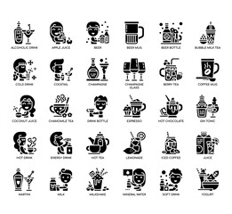 Set of Beverage thin line and pixel perfect icons for any web and app project.