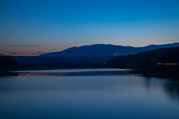 釜房湖から見る宮城蔵王　夕方