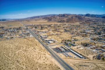 Aerial View of the Village of Joshua Tree outside the National Park