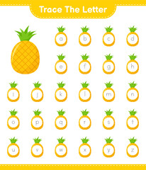 Trace the number. Tracing number with Pineapple. Educational children game, printable worksheet, vector illustration