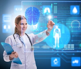 Woman doctor in telemedicine futuristic concept