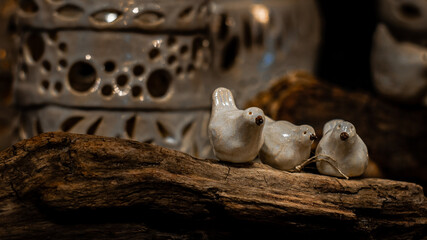 an exhibition of clay products in a cafe
