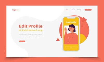 Edit profile illustration for social network concept