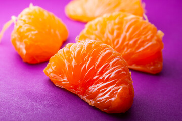 Fresh orange petals and juice 