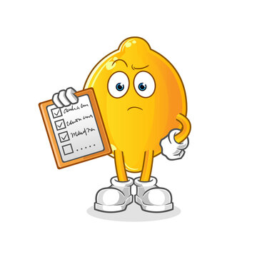 recommend clip art: lemon schedule list vector. cartoon character