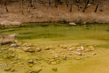 Pool of still greenish colored water