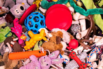 Fototapeta na wymiar A pile of dog toys and bones