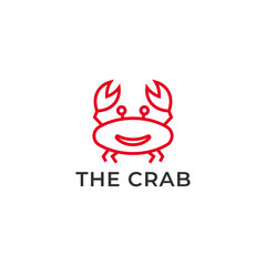 Simple and minimalist line art smile crab logo