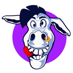 donkey head animal mascot cartoon in vector