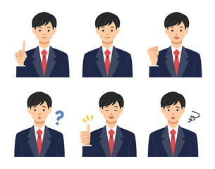 いろいろなポーズの男子学生