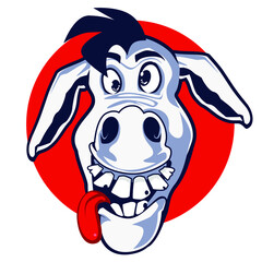 donkey head animal mascot cartoon in vector