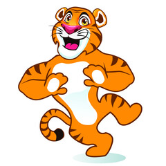 tiger dancing cartoon in vector