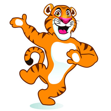 tiger dancing cartoon in vector