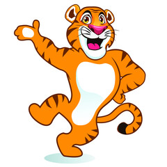 tiger dancing cartoon in vector