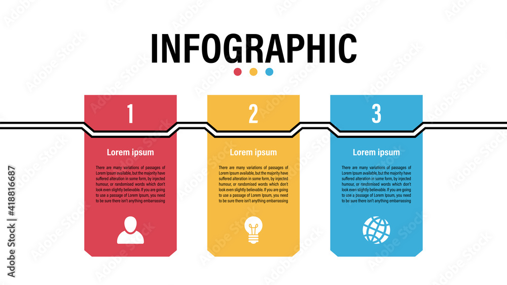Wall mural infographic design template with business concept vector illustration with 3 steps or options or pro