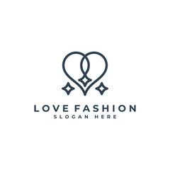 heart line art logo for fashion business. love icon symbol logotype