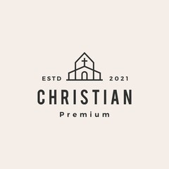 christian church hipster vintage logo vector icon illustration