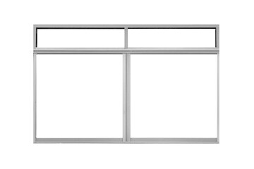 White sliding aluminum window frame isolated on a white background