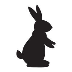 Happy Easter greeting card of bunny silhouette, rabbit icon.