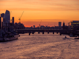 View from London bridge at sunset