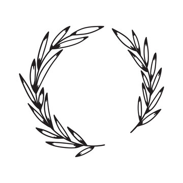 recommend clip art: Hand drawn eucalyptus wreath. Circle floral frame with leaves.
