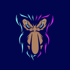 Proboscis monkey line pop art potrait logo colorful design with dark background. Abstract vector illustration.