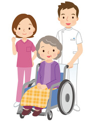 介護　高齢者と病院関係の人たち