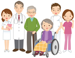 介護　高齢者と病院関係の人たち