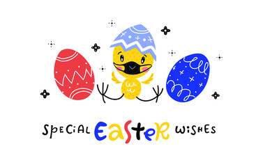Happy Easter handwritten lettering poster, card, invitation, banner. Vector illustration EPS 10.