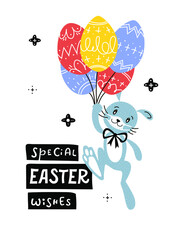 Happy Easter handwritten lettering poster, card, invitation, banner. Vector illustration EPS 10.