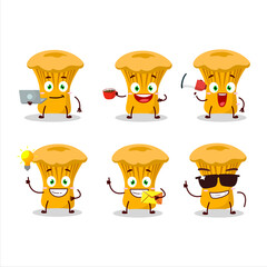 Chanterelle cartoon character with various types of business emoticons